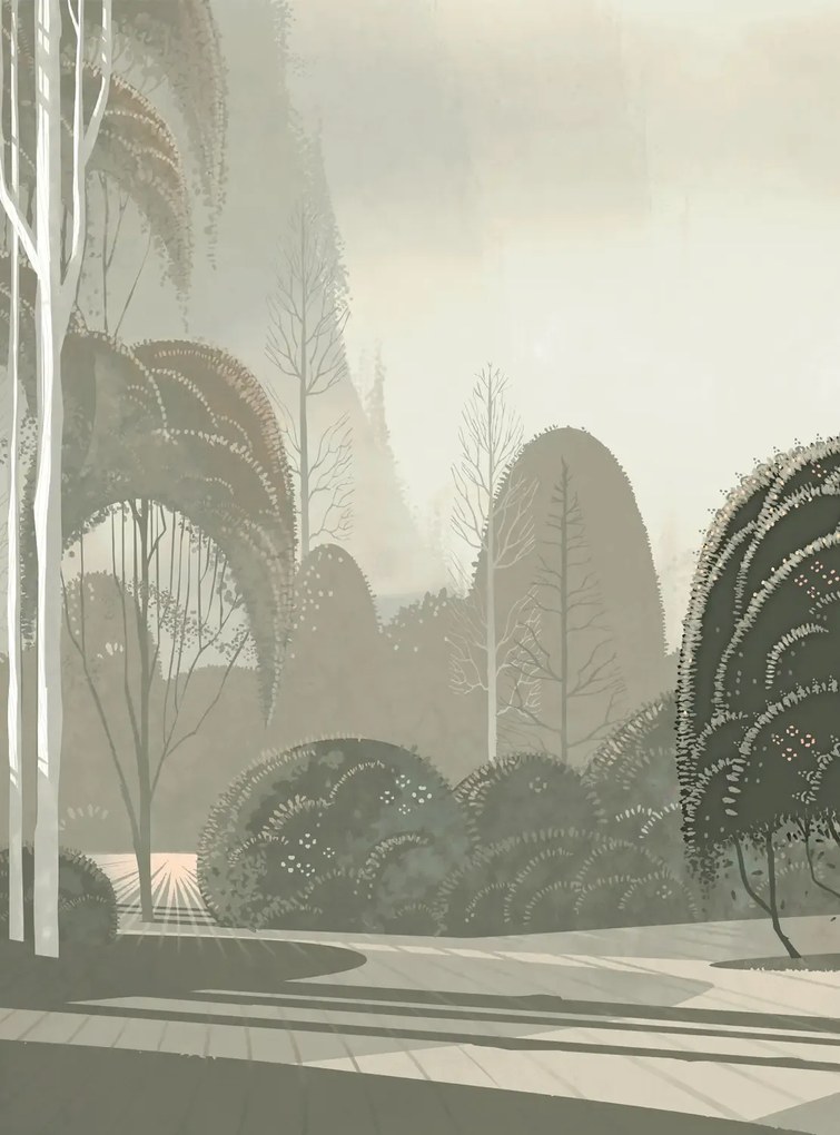 Arte International Carta da parati panoramica Le Jardin Mystique - Dove