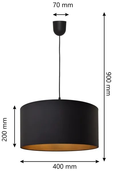 Lampadario su corda ALBA 1xE27/15W/230V d. 40 cm nero/oro