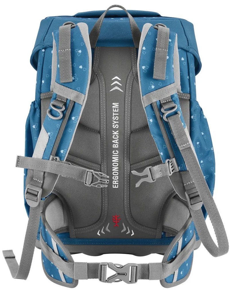 Zaino scuola Step by Step BASIS, Blue Hearts - set 4 pezzi