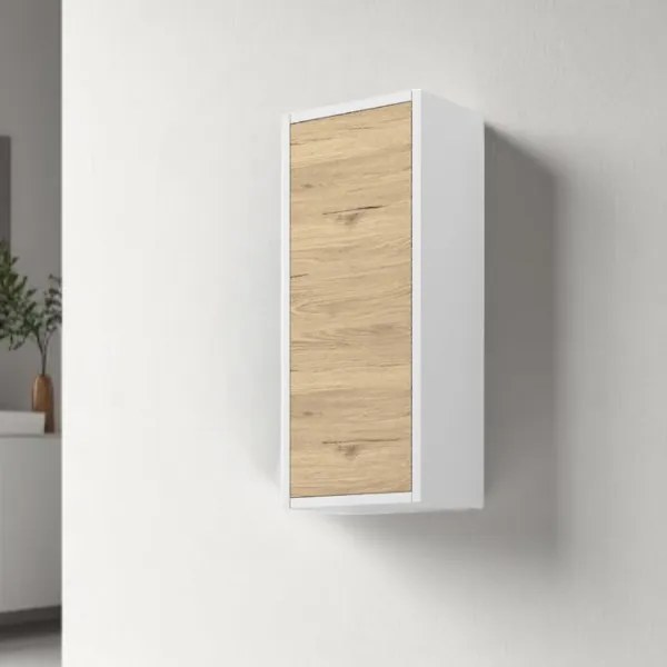Pensile reversibile sospeso 1 anta LUNA 30x22xH71 Bianco/Quercia Natura
