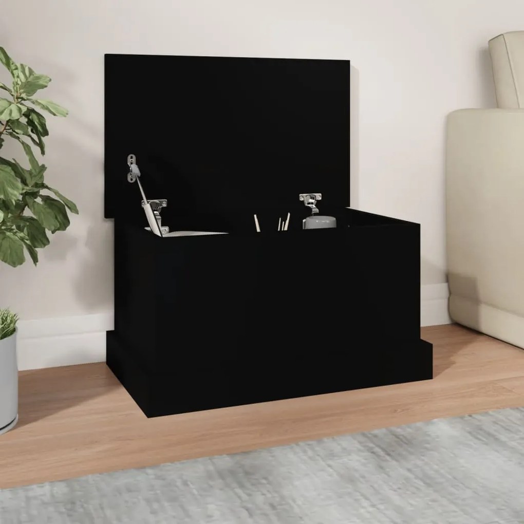Contenitore Portaoggetti Nero 50x30x28 Cm Legno Multistrato /