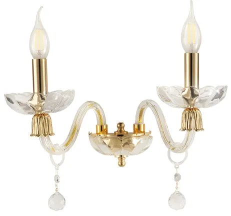 Applique ROXANNE in vetro soffiato 30x20 cm 2 Luci Oro