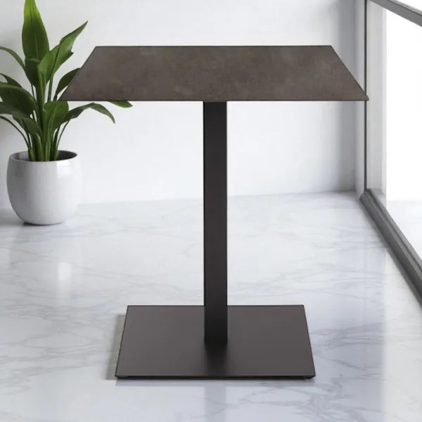 Tavolo quadrato da bar pub ristorante per esterno 70x70 cm piano in HPL Piombo H 74