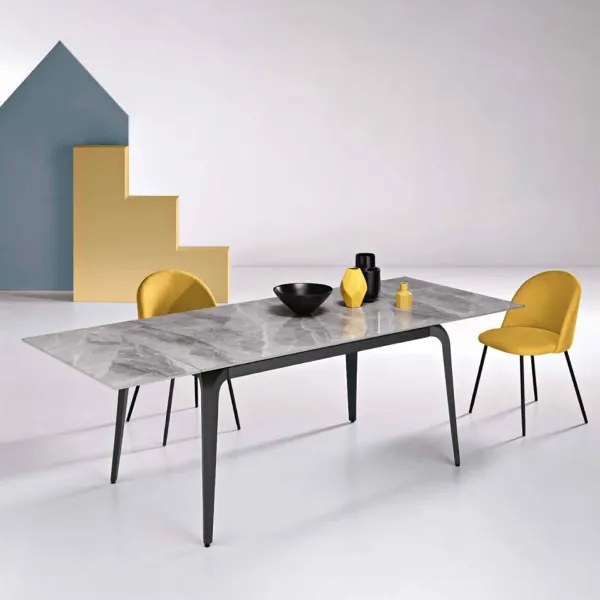 Tavolo in pietra effetto marmo Grigio allungabile a 240 cm FELIX