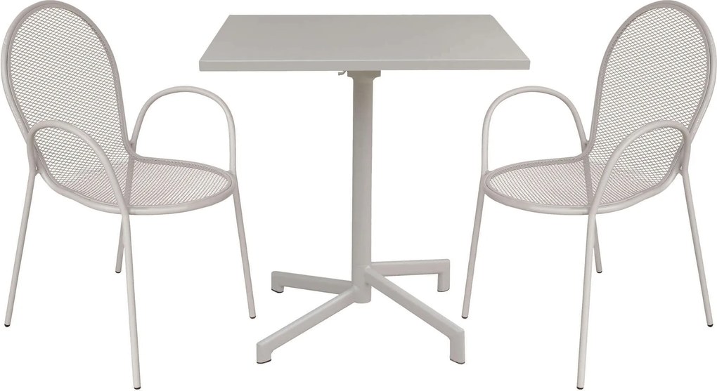 OPERA - set tavolo in alluminio cm 70 x 70 x 73 h con 2 poltrone Maris