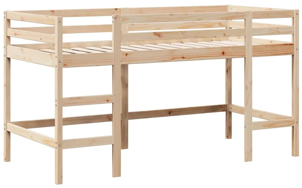 Letto soppalco con scala e tetto 80x200 cm legno massello pino