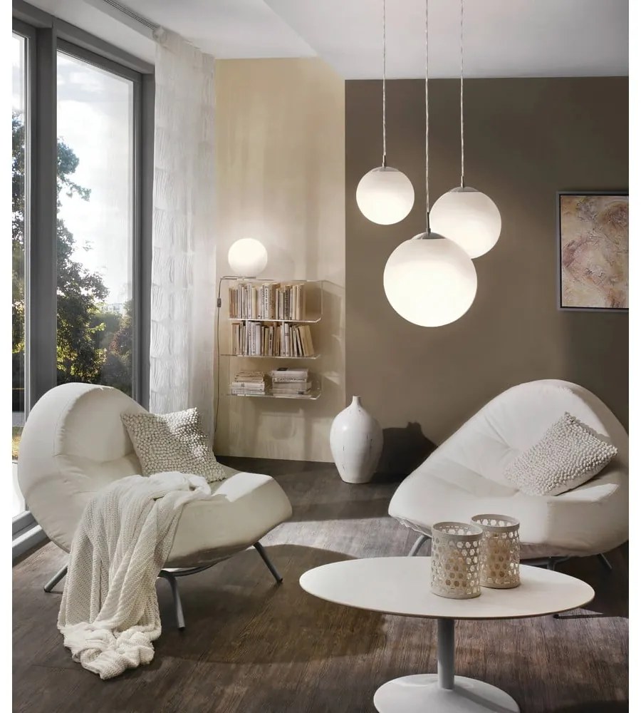 Lampadario bianco/argentato con paralume in vetro ø 20 cm RONDO – EGLO