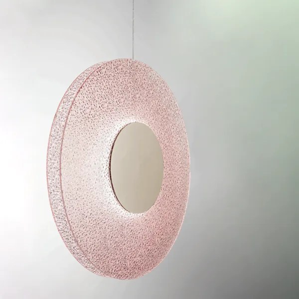 Lampada a sospensione LED CANDY 45 cm in metallo Oro e vetro graniglia Rosa