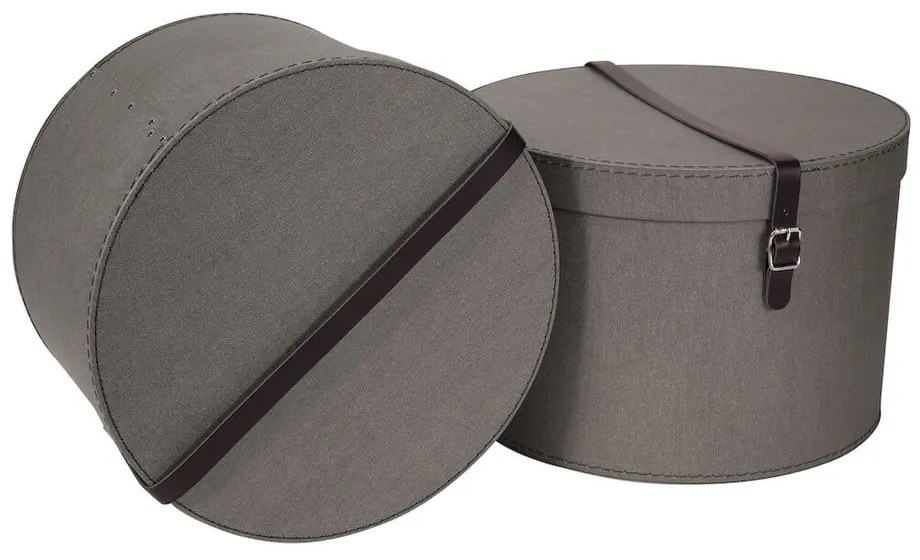 Scatole in set con coperchio grigie in cartone 2 pz ø 37,5x25,5 cm Rut Canvas Paper Laminate – Bigso