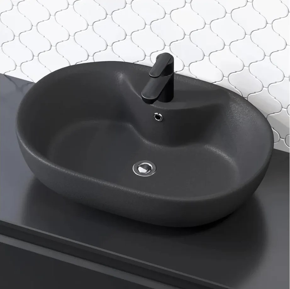 Lavabo da appoggio TROMSO 59,5x41 cm ceramica/nero