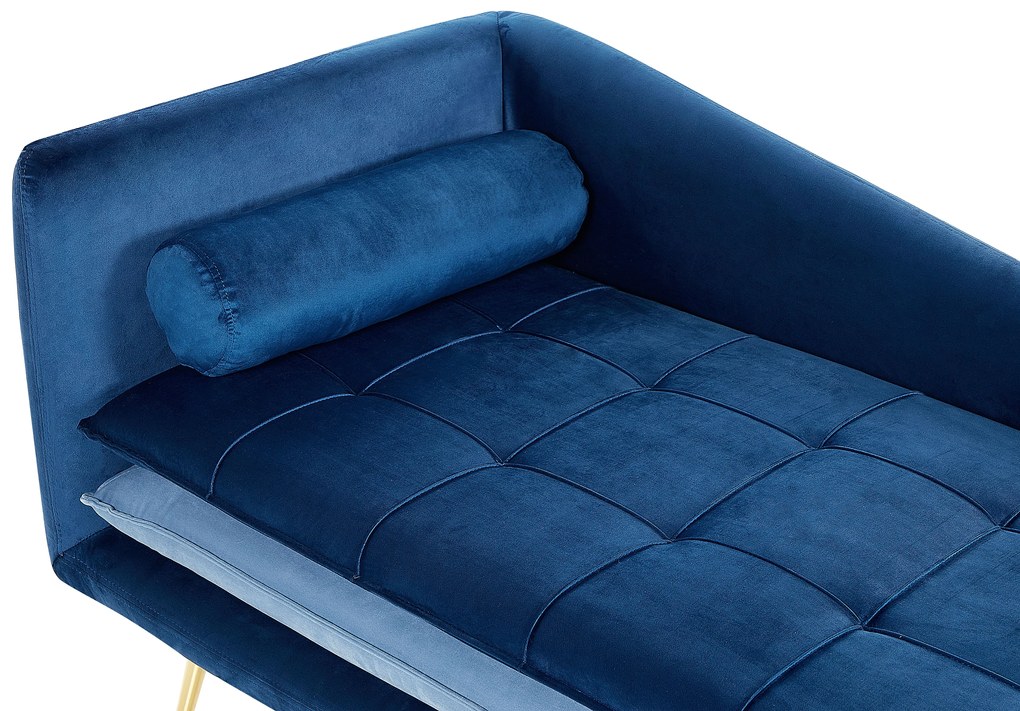 Chaise longue sinistra velluto blu e azzurro GONESSE Beliani