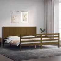 Giroletto con Testiera Miele 200x200 cm in Legno Massello 3194529