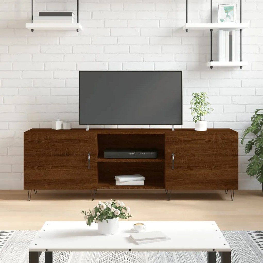 Mobile Porta Tv Rovere Marrone 150x30x50cm İn Legno Multistrato /