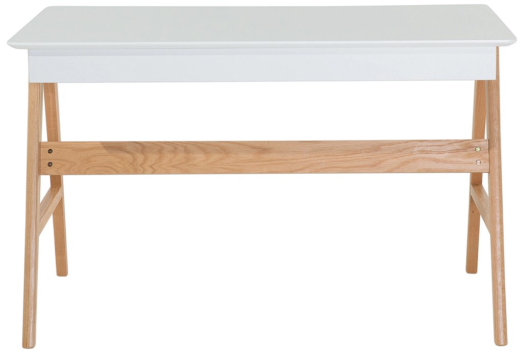 Scrivania da ufficio in legno bianco con 2 cassetti 120 x 70 cm SHESLAY Beliani