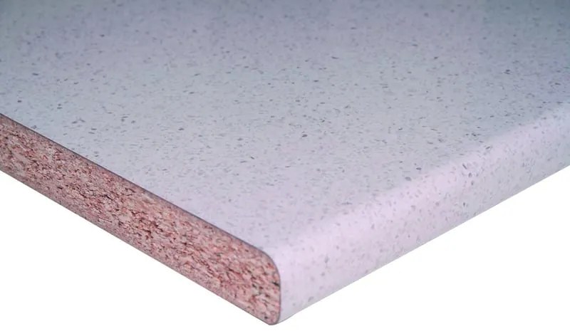 Piano cucina in truciolare rivestito in laminato hpl marmo glitter bianco Glitter L 305 x P 60 cm, spessore 3.8 cm