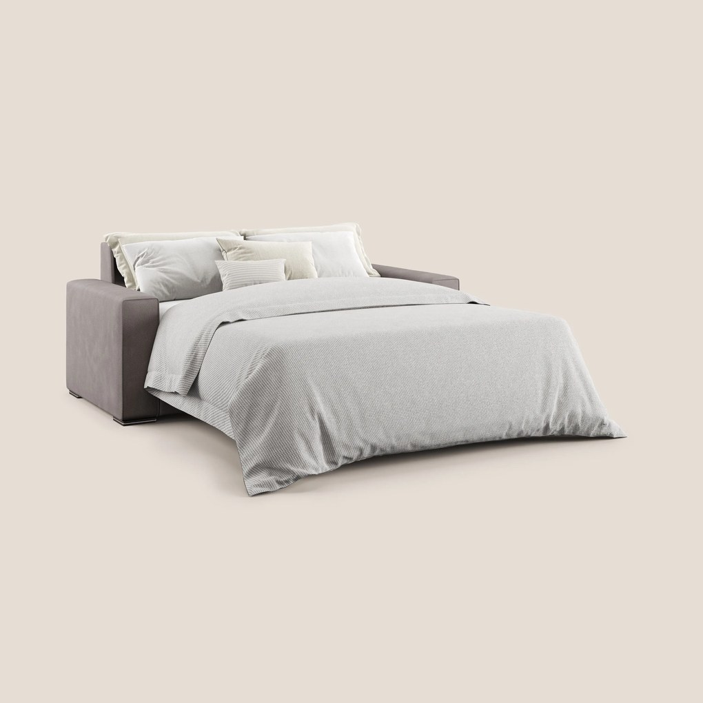 Dream Divano letto matrimoniale in microfibra effetto pelle smacchiabile T15 tortora