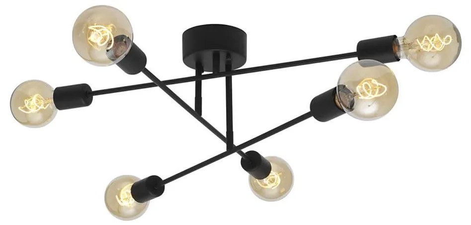 Cottex P7216SV - Plafoniera BATON 6xE27/60W/230V, nero