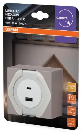 Osram - Lampada orientativa a LED da presa con USB LUNETTA LED/15W/230V