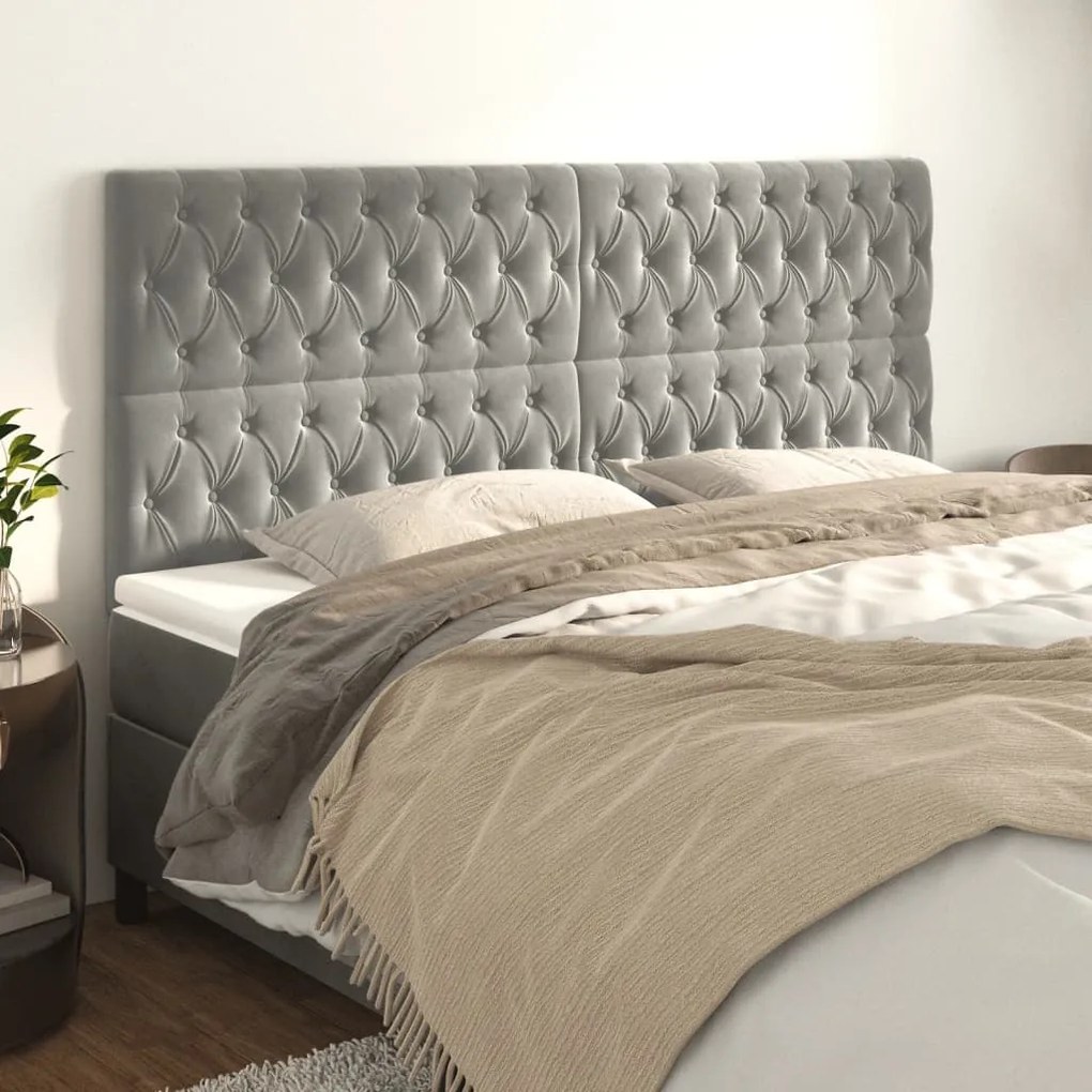 Testiere 4 Pz Grigio Chiaro 100 X 7 X 78/88 Cm İn Velluto /