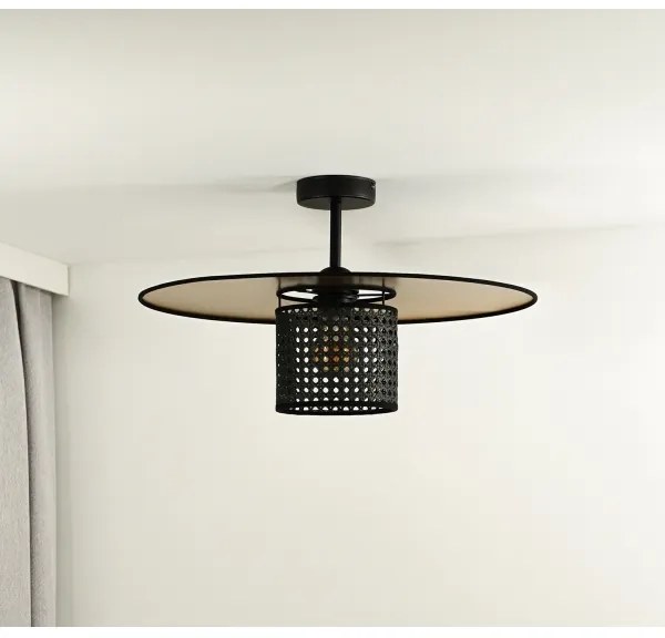 Duolla - Lampadario a plafone TOKYO RATTAN 1xE27/15W/230V diametro 50 cm oro/nero