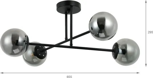 Brilagi - Plafoniera MALIVA 4xE14/15W/230V nero/fumé