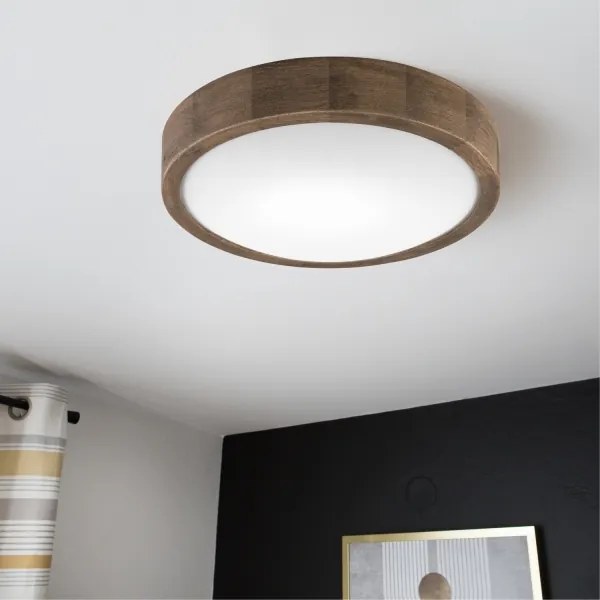 Brilagi-LED RGBW Plafoniera dimmerabile CARVALHO SLIM 1xE27/9W/230V Wi-Fi rovere Ø 27 cm