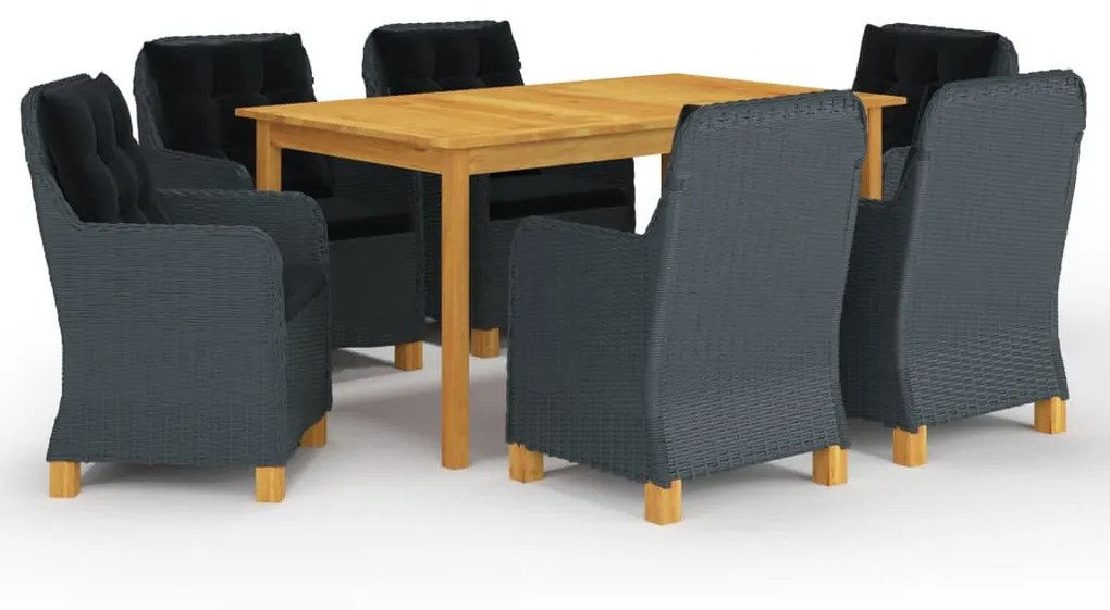 Set mobili da pranzo per giardino 7 pz grigio scuro