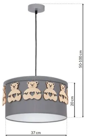 Lampadario a sospensione per bambini BEAR 1xE27/60W/230V
