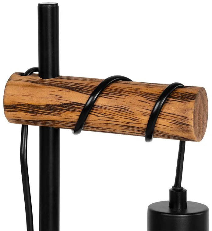 Lampada da tavolo rustica nera con legno - Stronk