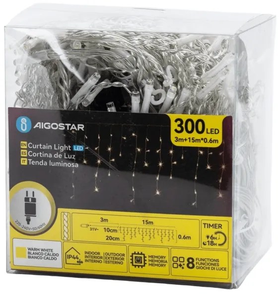 Aigostar - Catena decorativa da esterno LED 75xLED/6W/230V 15x0,6m IP44 bianco caldo