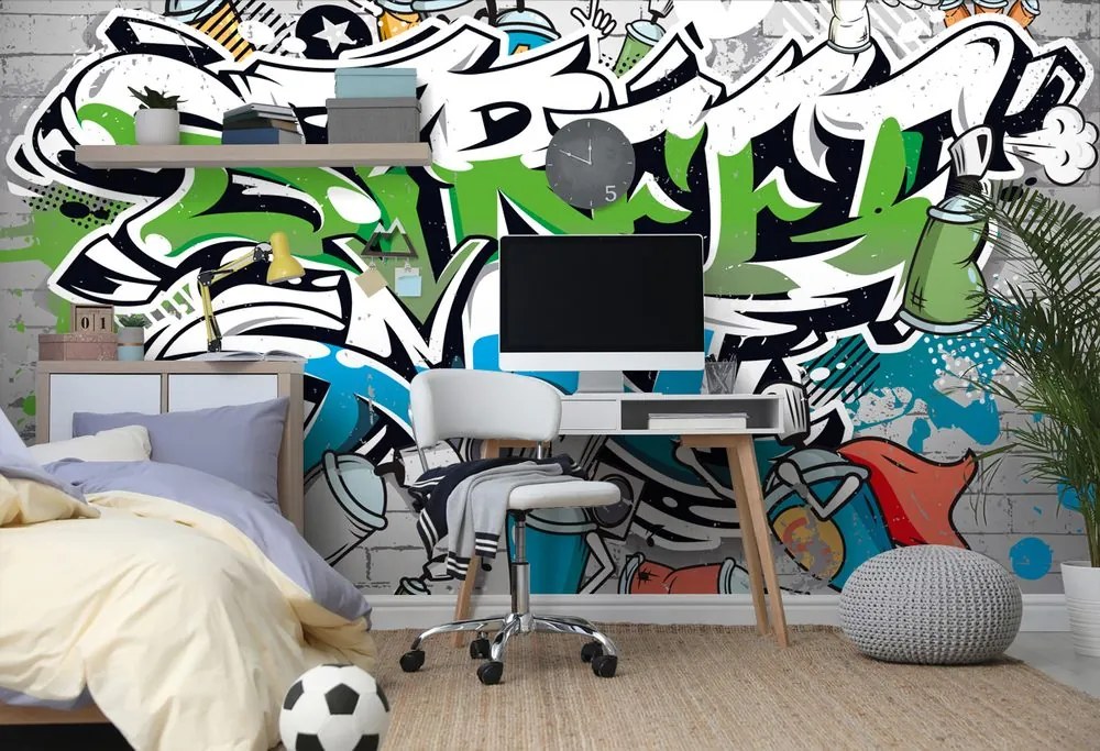 Carta da parati autoadesiva – Scritta Street Art allegra con spray