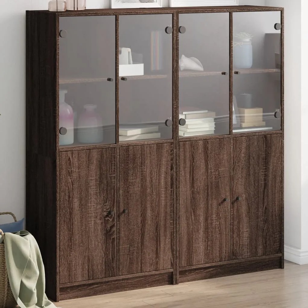 Libreria ante rovere marrone 136x37x142 cm in legno multistrato