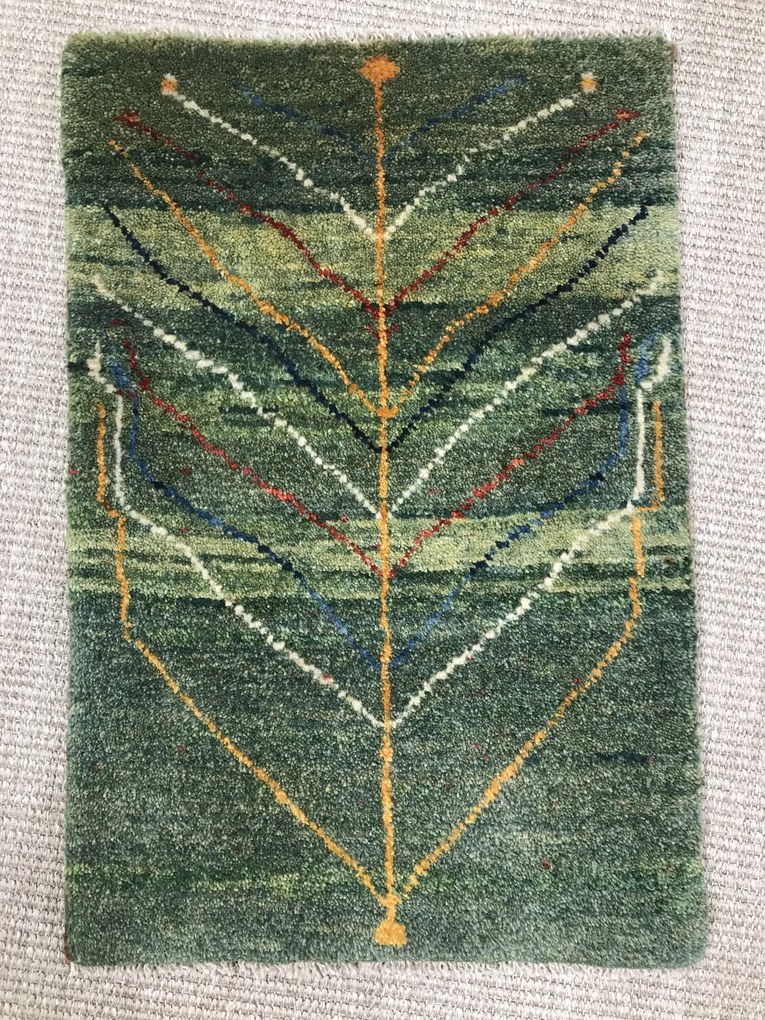 Gabbeh Tappeto persiano 60 x 40 Verde (Iran) Annodato A Mano