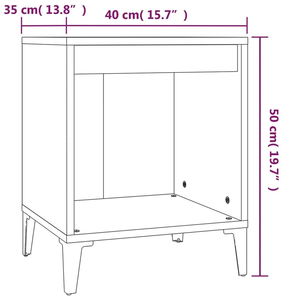 Comodini 2 pz Grigio Cemento 40x35x50 cm