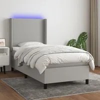 Letto a Molle Materasso e LED Grigio Chiaro 80x200 cm Tessuto 3138109