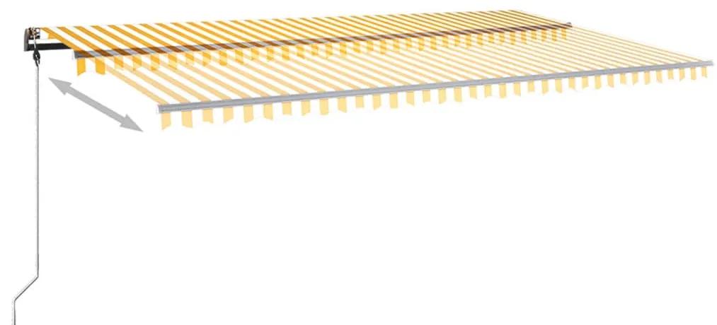 Tenda da Sole Retrattile Manuale LED 600x350 cm Giallo Bianco