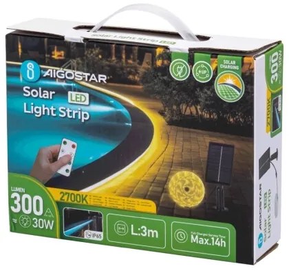 Aigostar - LED Striscia solare dimmerabile LED/1,6W/3,2V 3 m 2700K IP65 + +TC