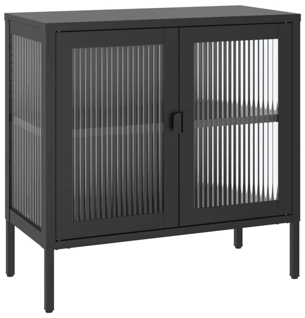 Credenza nera 70x35x70 cm vetro e acciaio