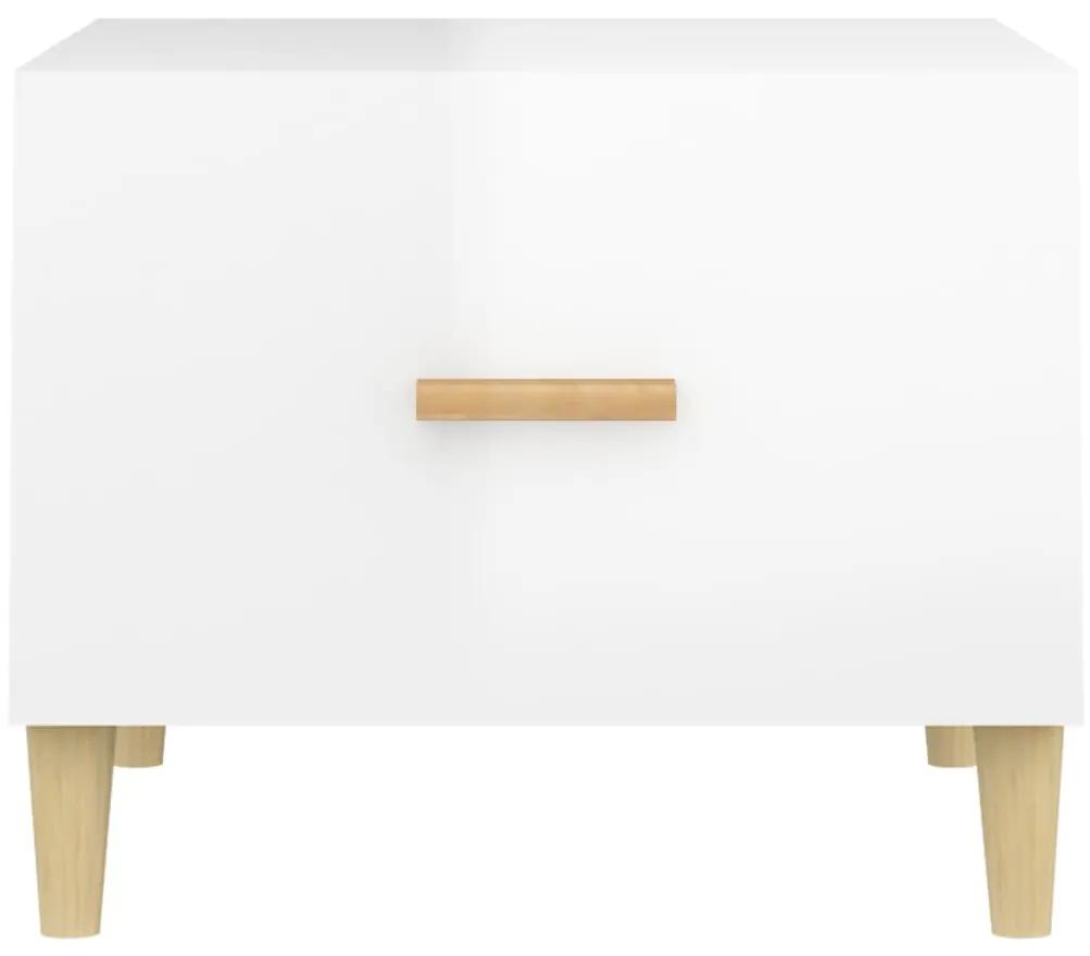 Tavolino da Salotto Bianco Lucido 50x50x40 cm Legno Multistrato
