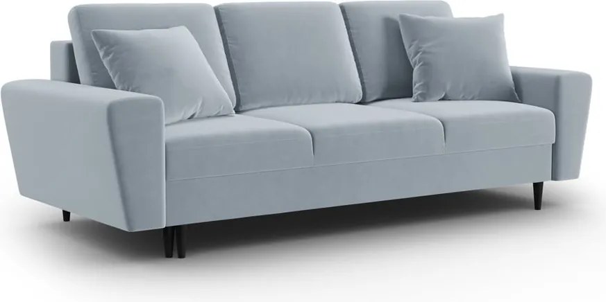 Divano azzurro allungabile e con contenitore con rivestimento in velluto 235 cm Kyoto – Cosmopolitan Design