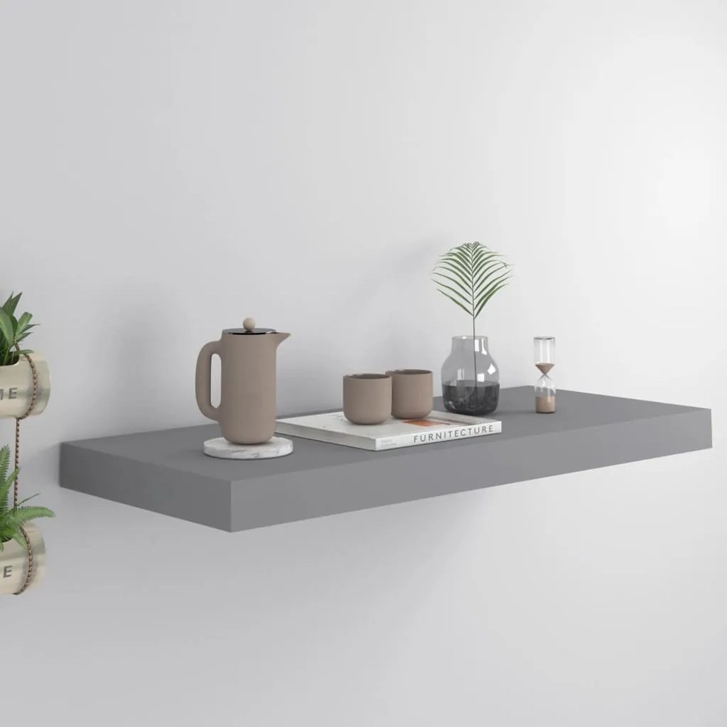 Scaffale A Parete Grigio 60x23,5x3,8 Cm İn Mdf /