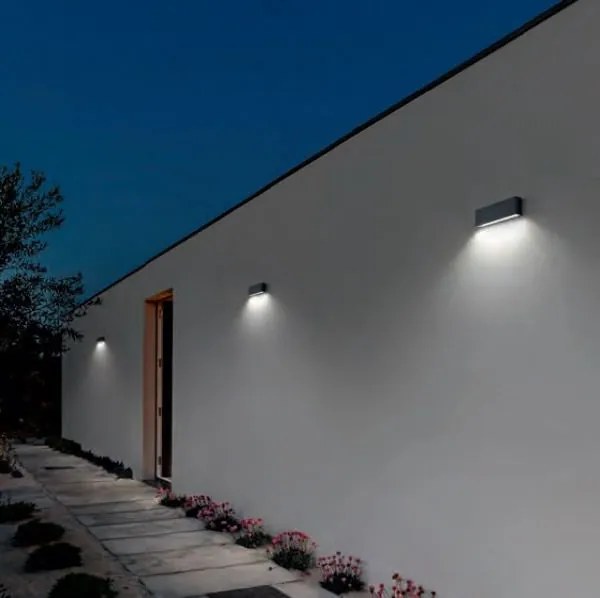 Applique e-sealed - isyluce mm 240x80x41 led 6w ip65 bianco / antracite