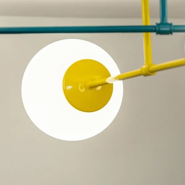 Plafoniera MOON 4xE27/15W/230V turchese/giallo