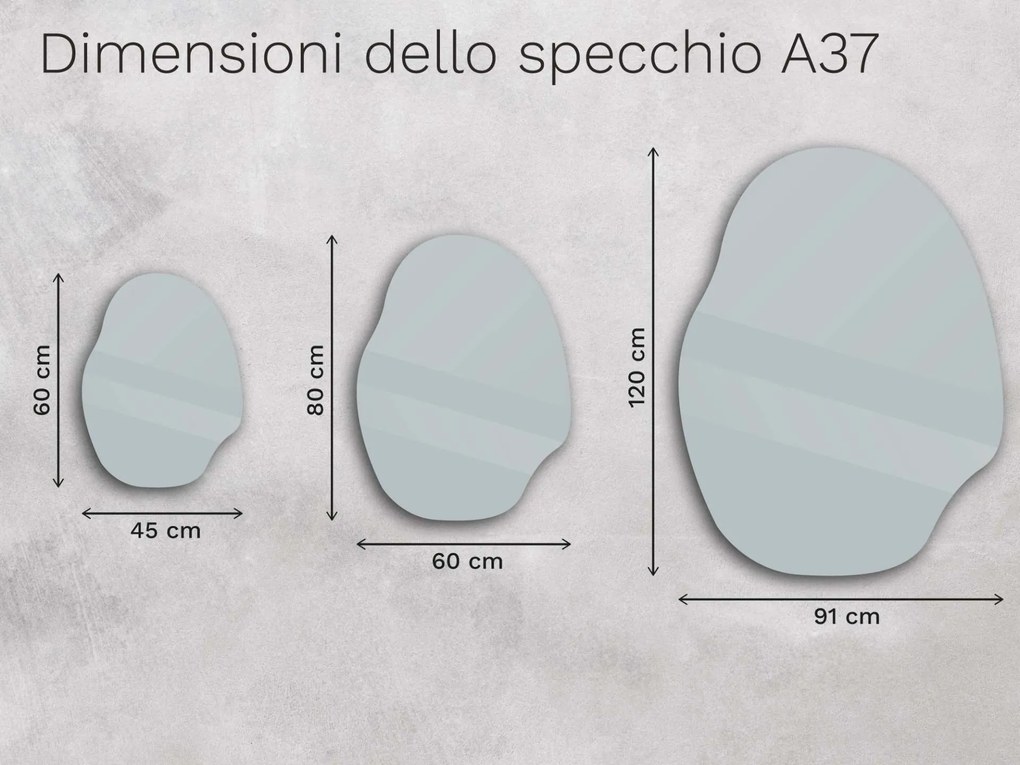 Specchio organico LED con illuminazione A37 45x60