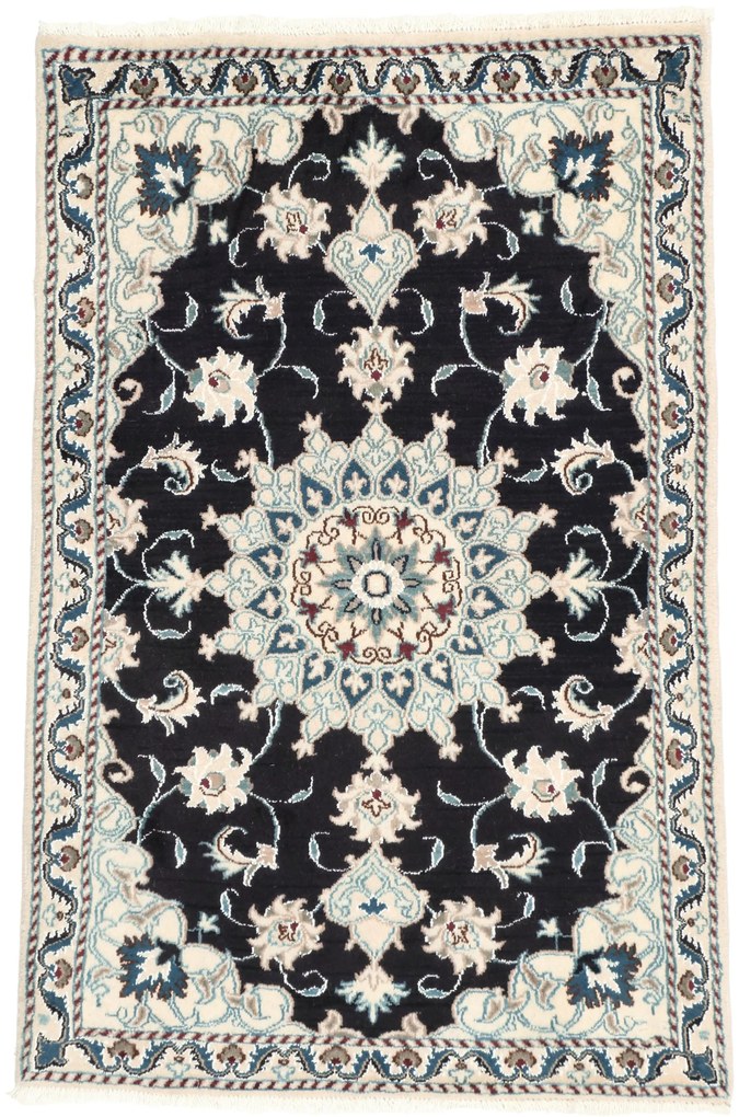 Nain Tappeto 90 x 140 Blu (Iran) Annodato A Mano