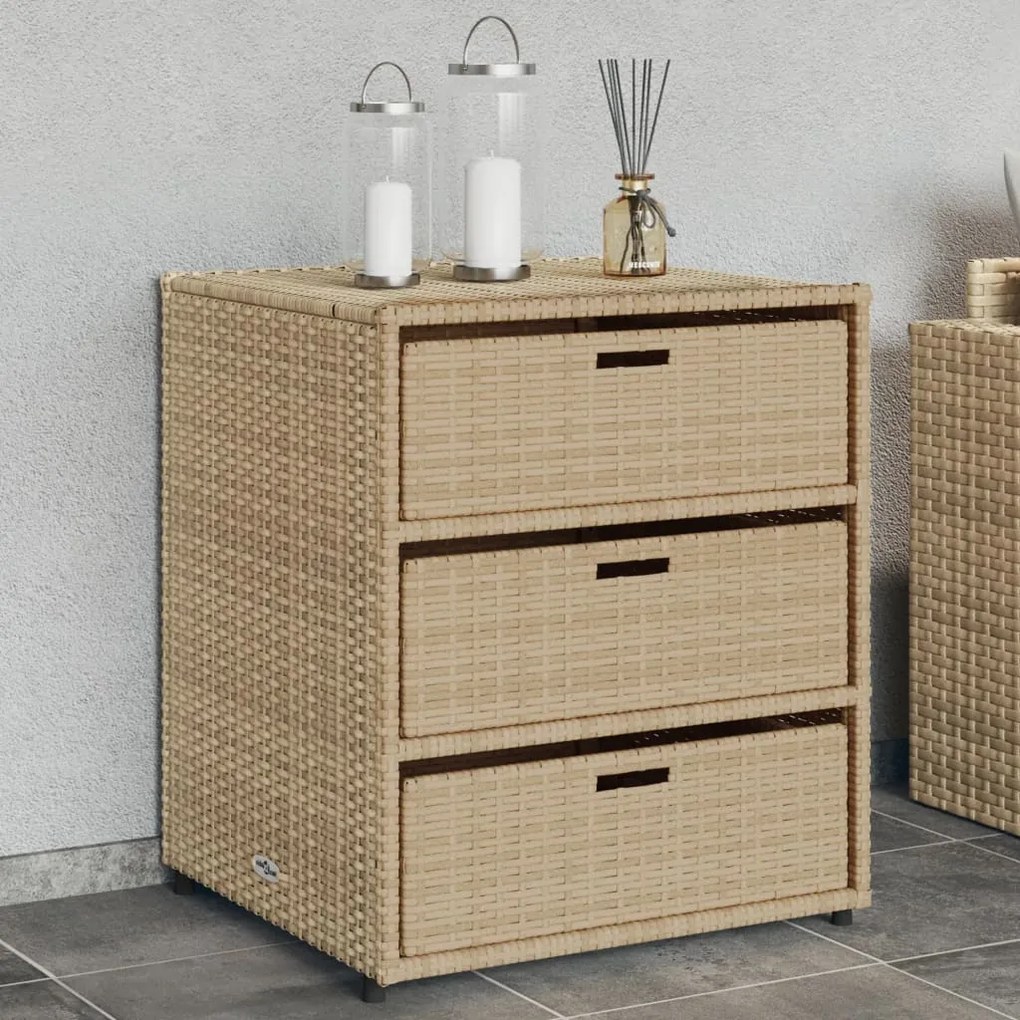 Armadietto Portaoggetti Da Giardino Beige 55x59x69cm Polyrattan /