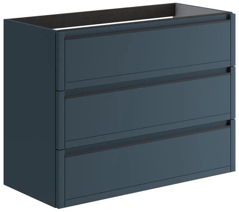 Mobile da bagno sotto lavabo Tratto blu opaco L 99.5 x H 78 x P 45.5 cm 3 cassetti, lavabo non incluso