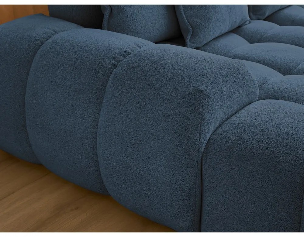 Divano angolare blu scuro allungabile e con contenitore (penisola a destra/a U) con rivestimento in ciniglia Everest – Bobochic Paris