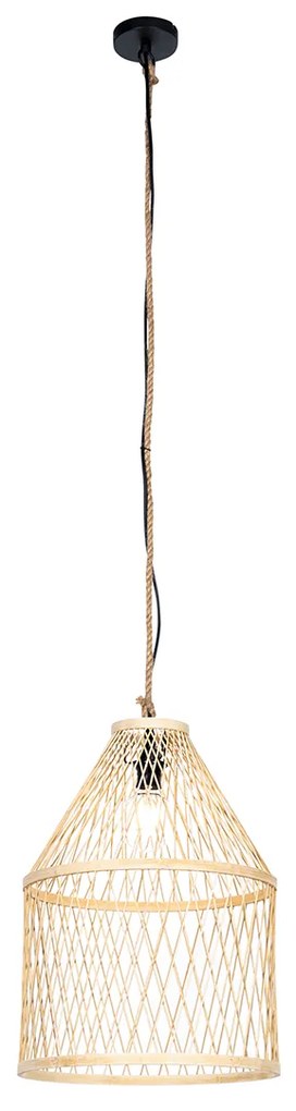 Lampada a sospensione da esterno rustica in rattan 40x55 cm - Calamus