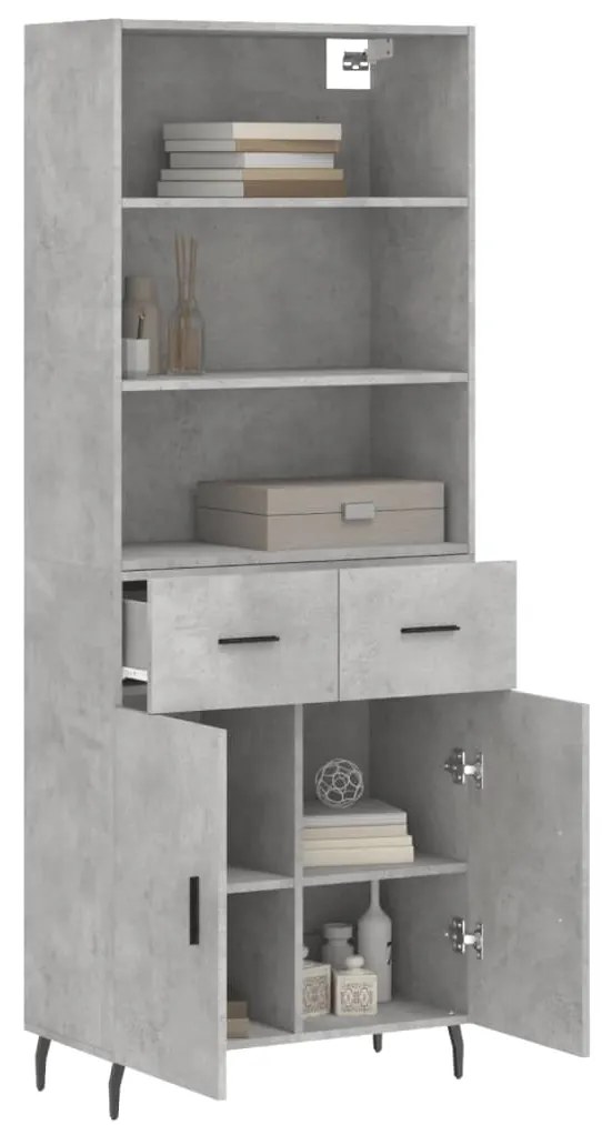 Credenza grigio cemento 69,5x34x180 cm in legno multistrato